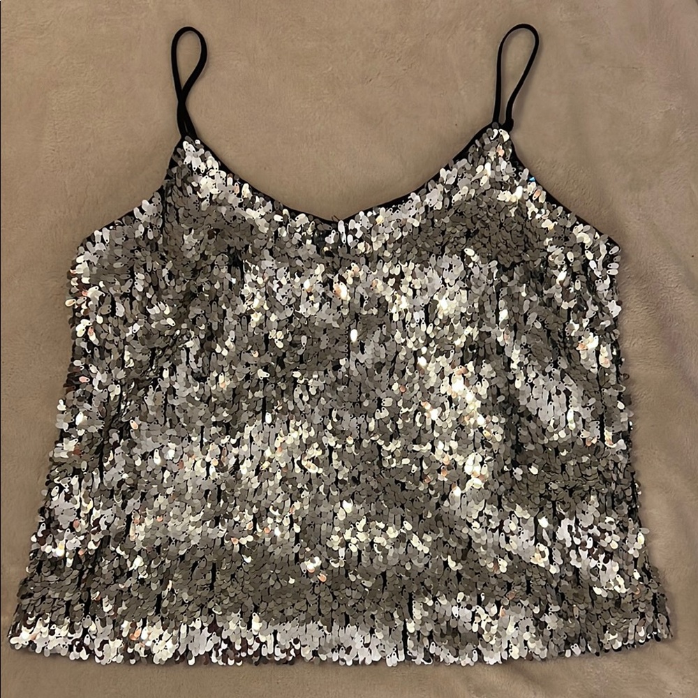 Sequin Silver Cami Top